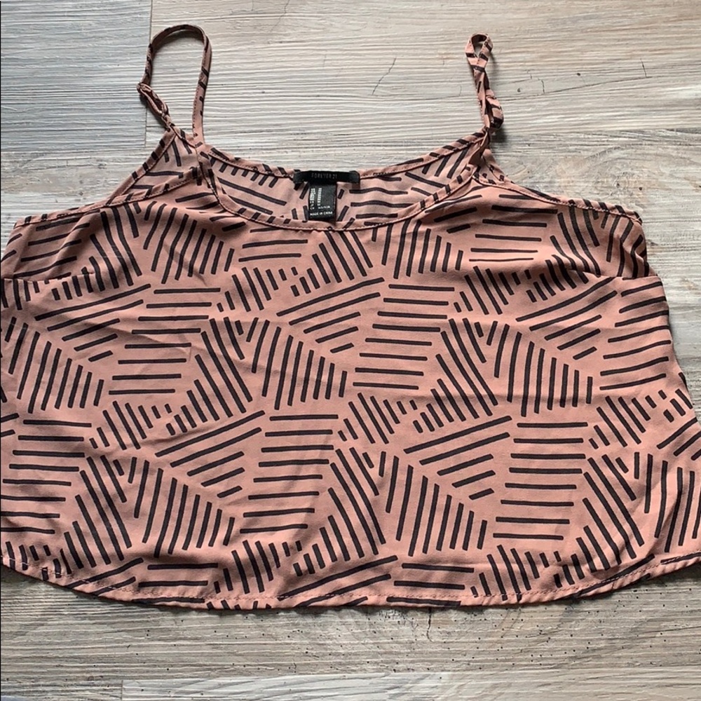 F21 Patterned Mauve/Tan Crop Top size Medium